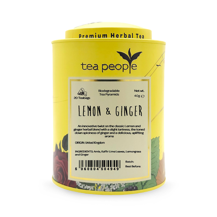 Tea People Lemon and Ginger - Loose Leaf Herbal Tea - 100g Tin Caddy