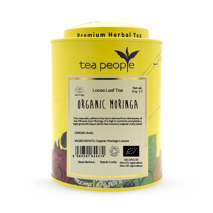 Tea People Organic Moringa - Loose Leaf Herbal Tea - 50g Tin Caddy