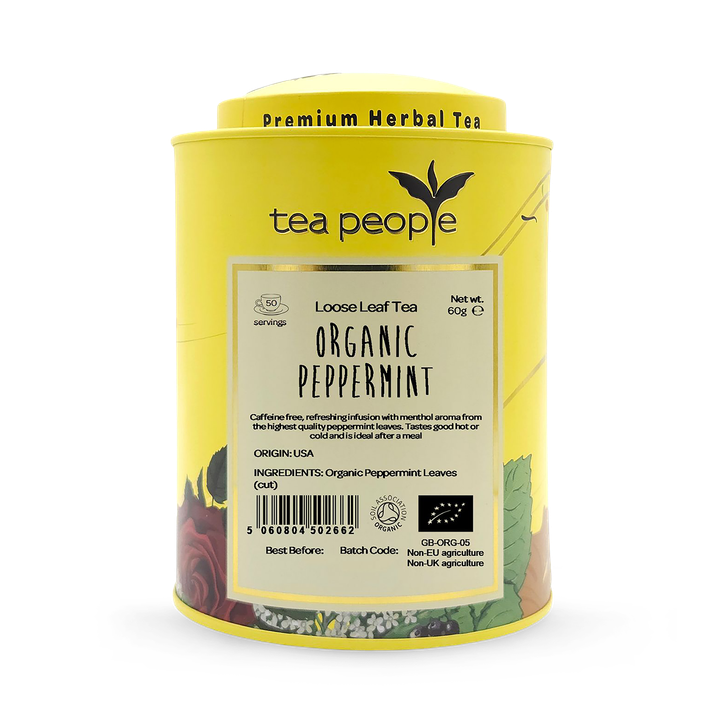 Tea People Organic Peppermint  - Loose Leaf Herbal Tea - 60g Tin Caddy