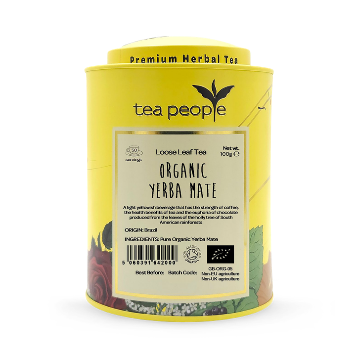 Tea People Organic Yerba Mate - Loose Leaf Herbal Tea - 100g Tin Caddy