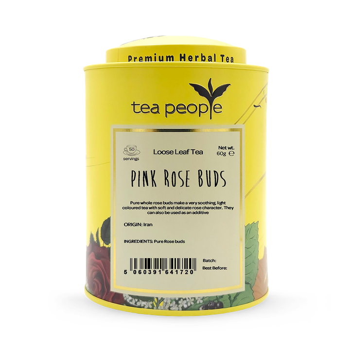 Tea People Pink Rose Buds - Loose Leaf Herbal Tea - 60g Tin Caddy
