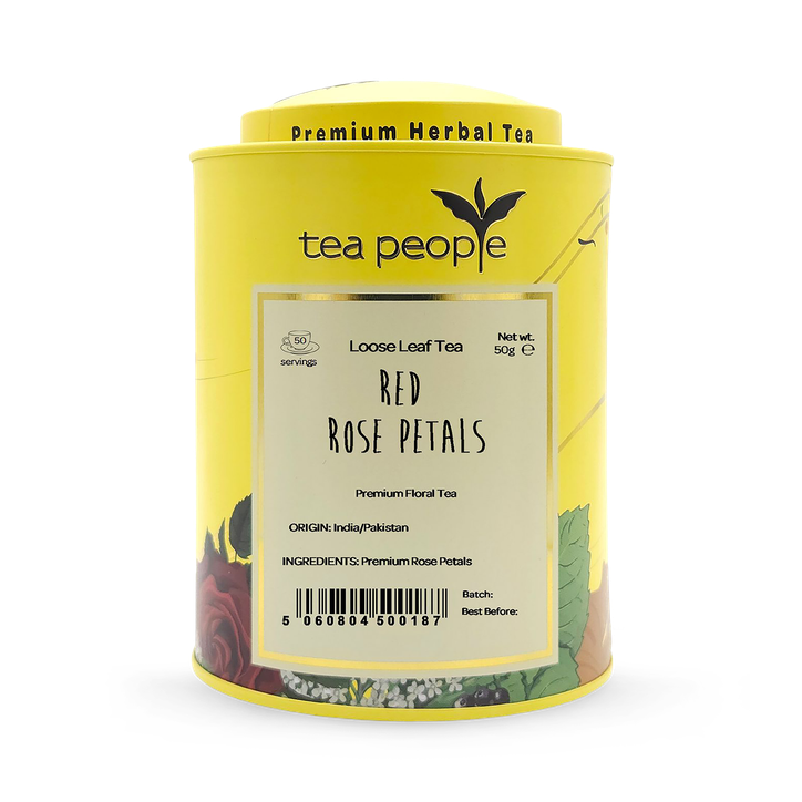 Tea People Red Rose Petals - Loose Leaf Herbal Tea - 50g Tin caddy