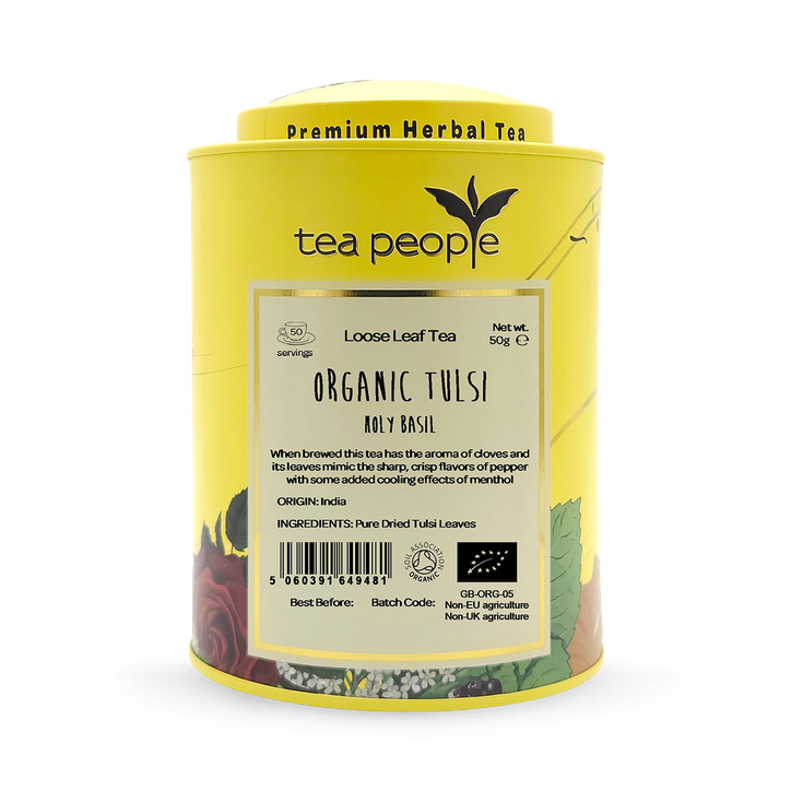 Tea People Organic Tulsi  - Loose Leaf Herbal Tea - 50g Tin Caddy
