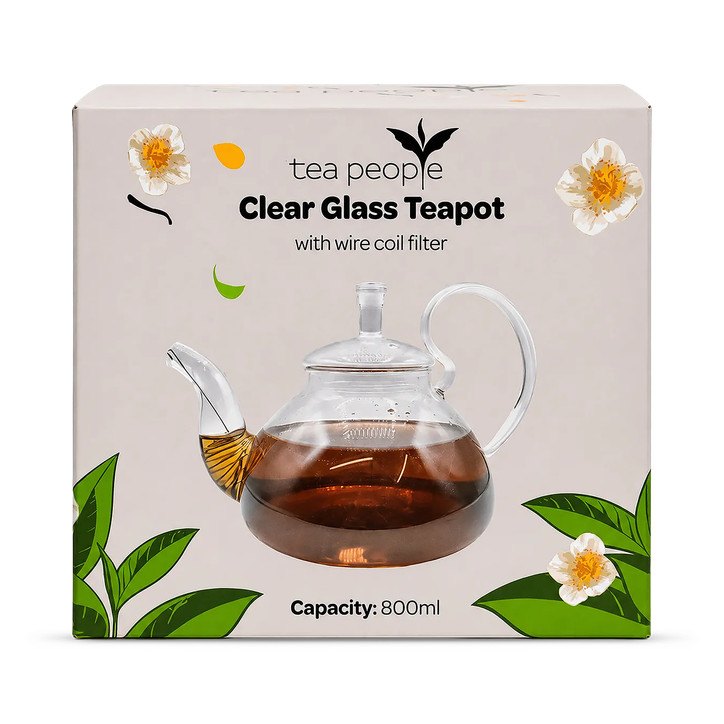 Clear Glass Teapot 800ml with Wire Coil Filter