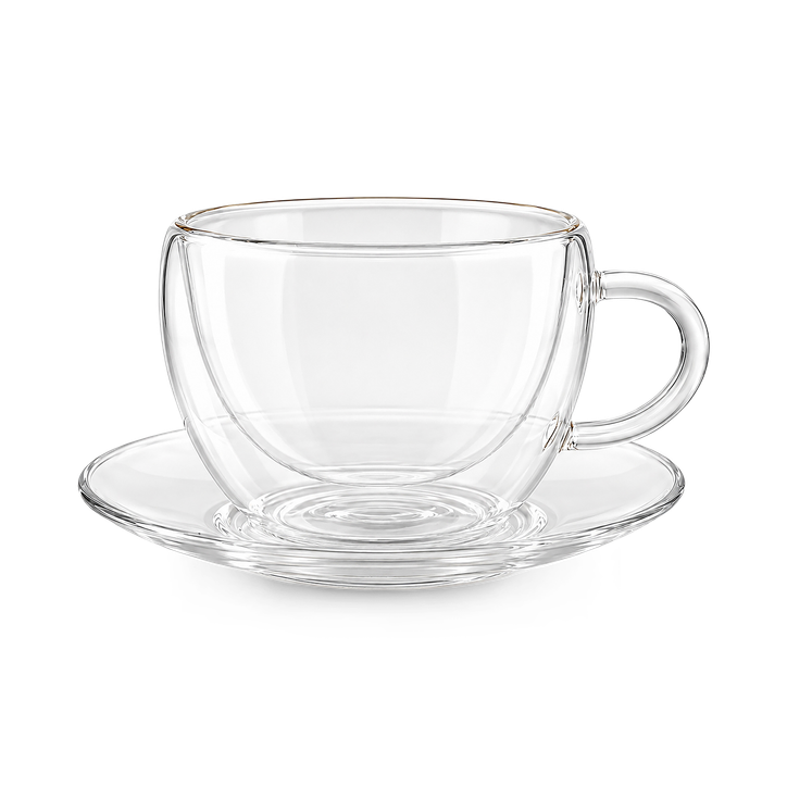 Double walled glass Cup and Saucer - 200ml