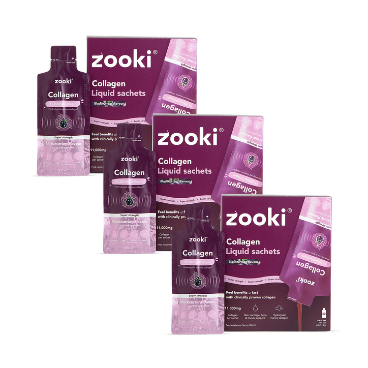 Zooki Super Strength Marine Collagen 11,000mg Blackcurrant Flavour 90 Sachets Bundle