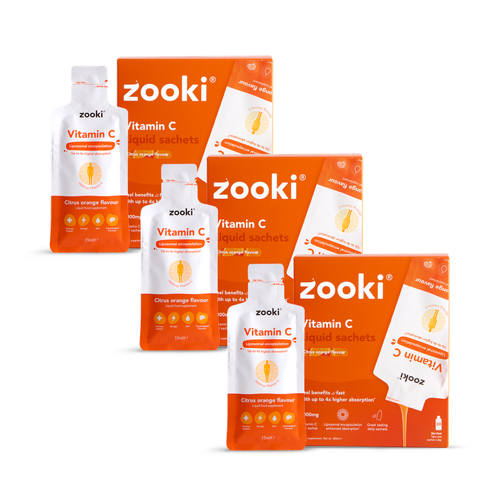 Zooki Liposomal Vitamin C 1,000mg Citrus Orange Flavour 90 Sachets Bundle