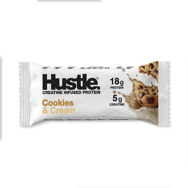 Hustle Cookies & Cream Flavour Creatine Infused Protein Bar 75g image 1