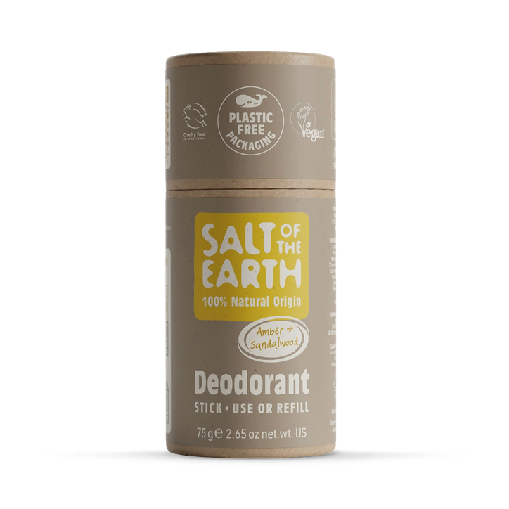 Amber & Sandalwood Natural Deodorant Stick - Use or Refill