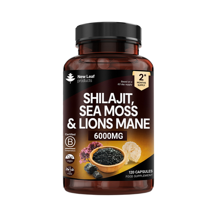 New Leaf Products Shilajit, Sea Moss & Lions Mane 120 Capsules