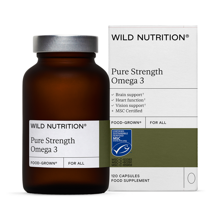 Wild Nutrition Food-Grown Pure Strength Omega 3 120 Capsules