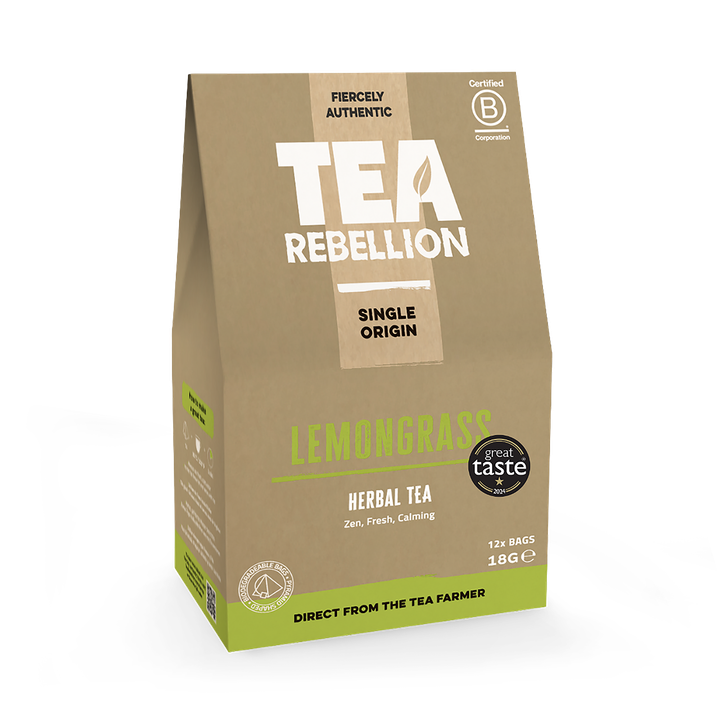Tea Rebellion Organic Certified Lemongrass in  Tea Bags from the Himalayas 12  Tea Pyramid Bags