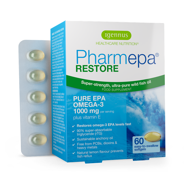 Pharmepa Restore High-Absorption Pure EPA Omega-3 Fish Oil 1000mg, IFOS Certified, 60 Softgels