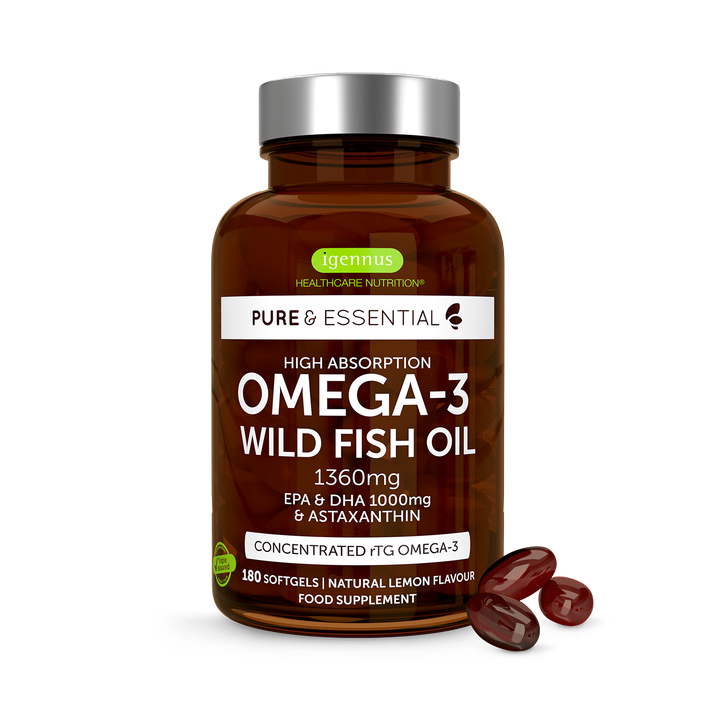 rTG Omega-3 Wild Fish Oil with Astaxanthin, 1000mg EPA & DHA, IFOS Certified, 180 Softgels