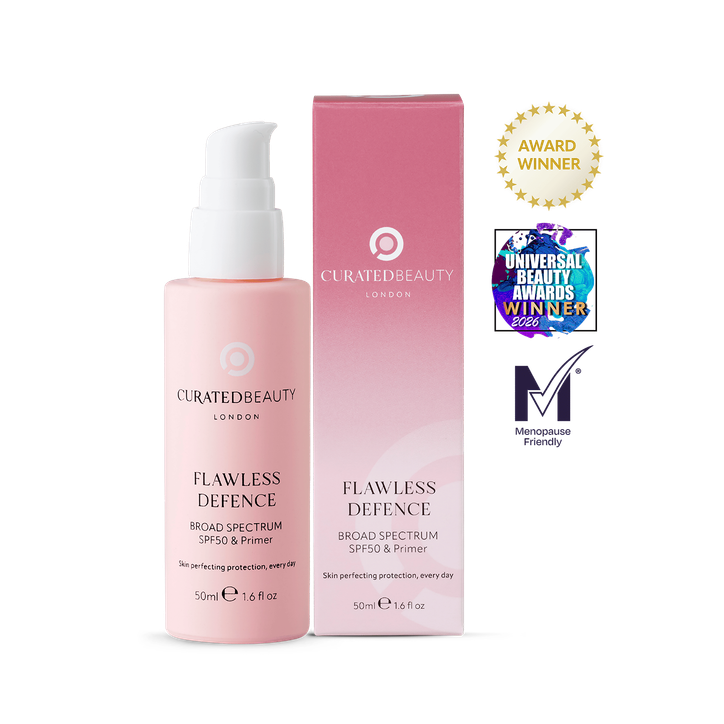Curated Beauty London FLAWLESS DEFENCE Broad Spectrum SPF50 & Primer, 50ml