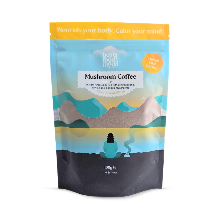 Better Food Mood Mushroom Coffee with Lion's Mane, Chaga, Ashwaganda - Instant Coffee Powder Blend 100g