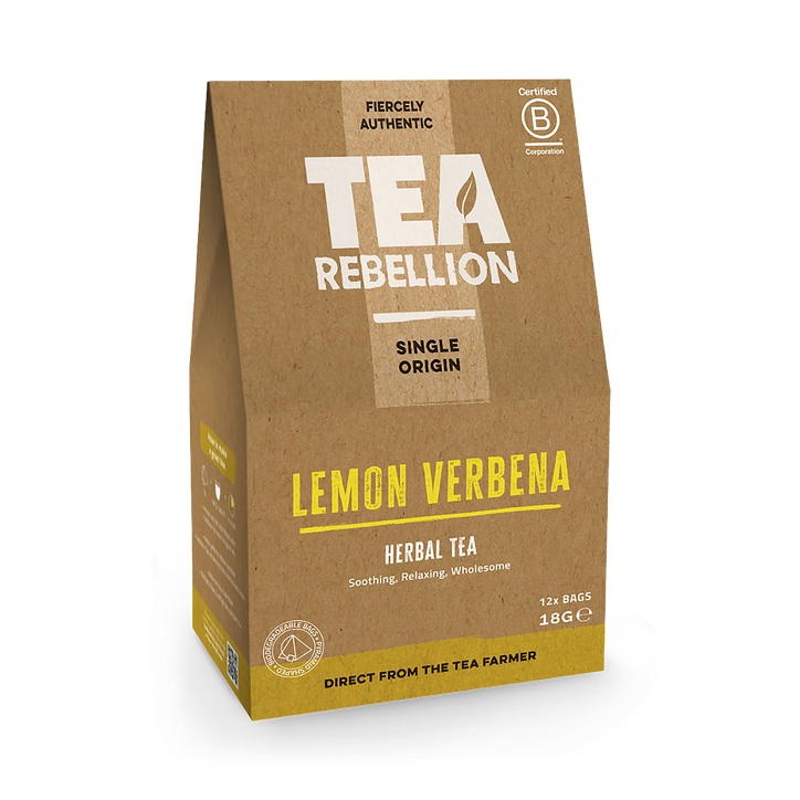 Tea Rebellion Caffeine free last tea of the Day Lemon Verbena 12 Biodegradable Pyramid Bags