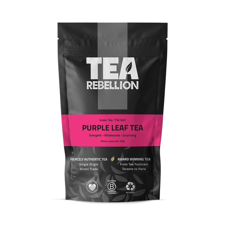 Tea Rebellion Purple Leaf Tea A Colour Changing Low Antioxidant, Low Caffeine Variant of Green Tea 200g