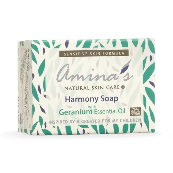 Amina's Natural Skincare Face & Body Geranium Harmony Soap Cleanser for Daily Use 130g