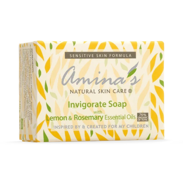 Amina's Natural Skincare Organic Invigorate Soap Lemon and Rosemary 130g