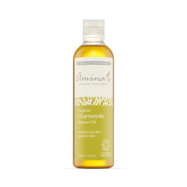 Amina's Natural Skincare Organic Chamomile Shower Oil for Dry to Sensitive Skin 250ml