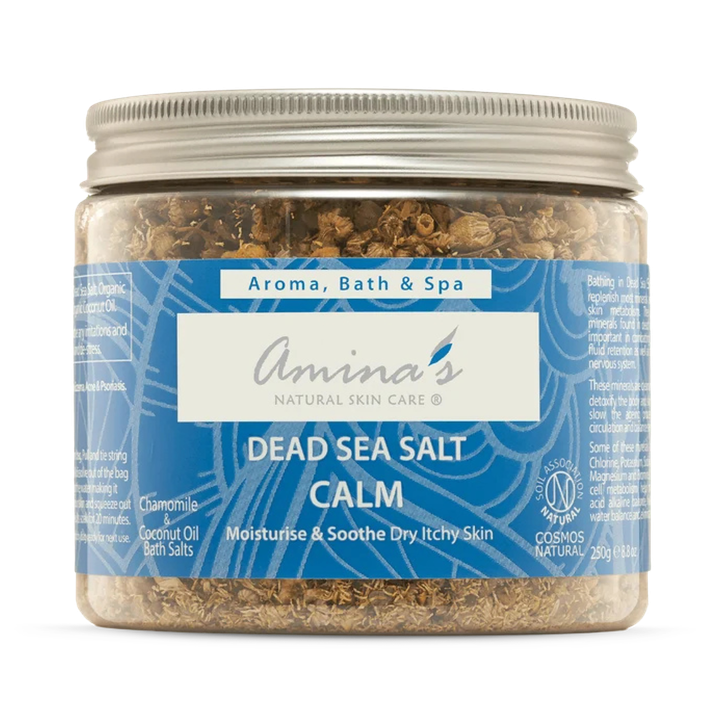 Amina's Natural Skincare Calm Chamomile & Coconut Oil Dead Sea Salts 250g