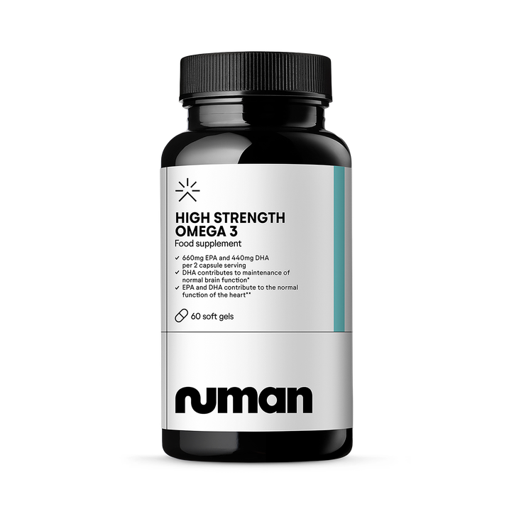 Numan High Strength Omega 3 Fish Oil Capsules - 1000mg Omega-3 with EPA and DHA - Supports Normal Heart and Brain Function - Premium Oil Softgels Gym Supplements