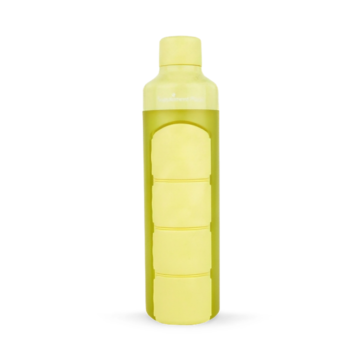 Supplement Place YOS Bottle | Pill Box & Water Bottle in One! | Yellow