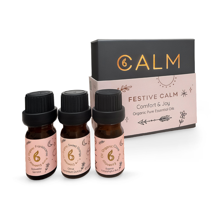 B Calm Festive Calm Christmas Essential Oil Trio Set 5ml x3 – Frankincense, Sweet Orange & Clove