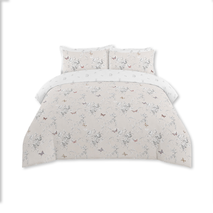 Vanessa Reversible Duvet Cover Set (Toile Floral Butterflies)
