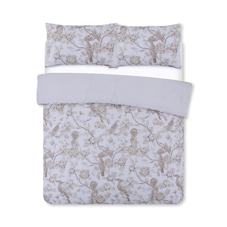 Ava Reversible Duvet Cover Set (Chinoiserie Birds Gold)