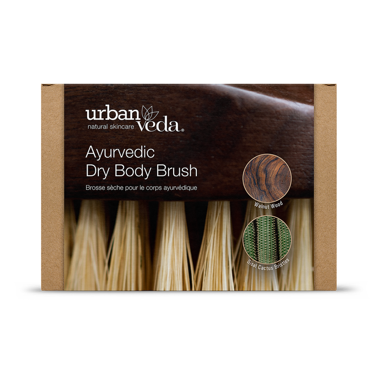 Urban Veda Walnut Wood & Cactus Bristle Vegan Dry Body Brush, Ayurvedic Lymphatic Drainage and Exfoliation Tool for Glowing Skin