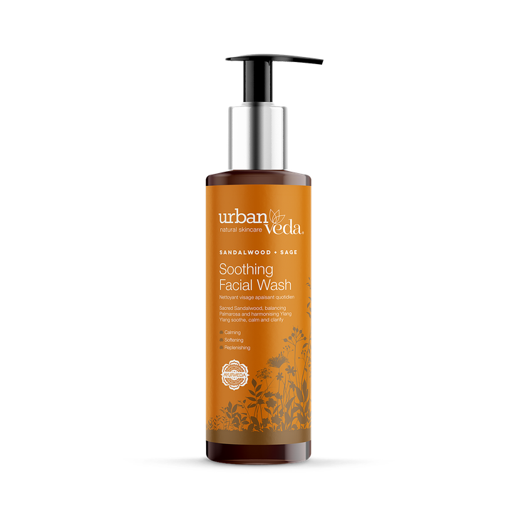 Urban Veda Soothing Sandalwood Face Wash, Ayurvedic Daily Facial Cleanser for Delicate, Normal to Dry Skin 150ml