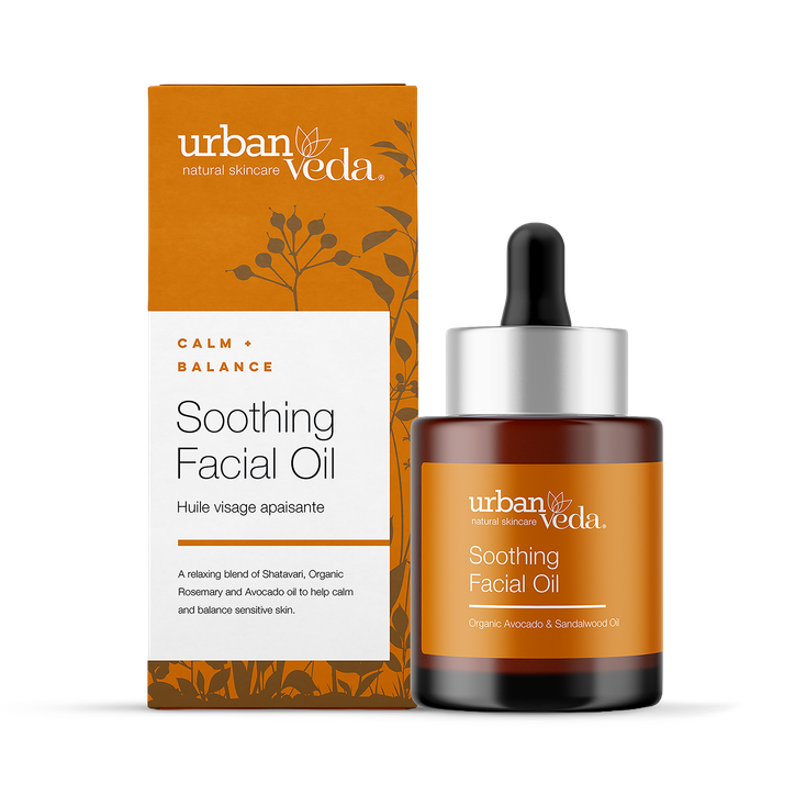 Urban Veda Soothing Sandalwood Facial Oil, Ayurvedic Calming Skin Treatment for Delicate, Normal to Dry Skin 30ml