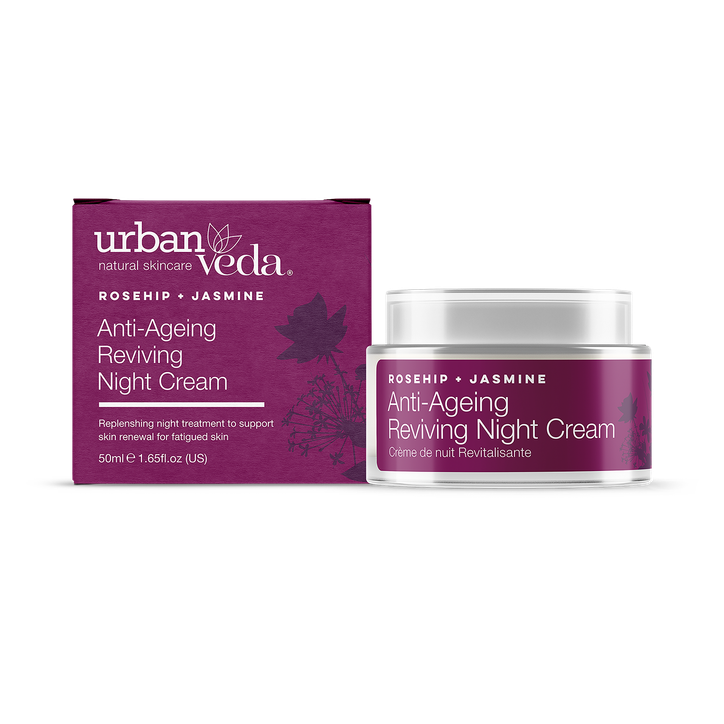 Urban Veda Reviving Renewal Night Cream, Ayurvedic Rose Damask & Arjuna Face Moisturiser for Mature, Dry Skin 50ml
