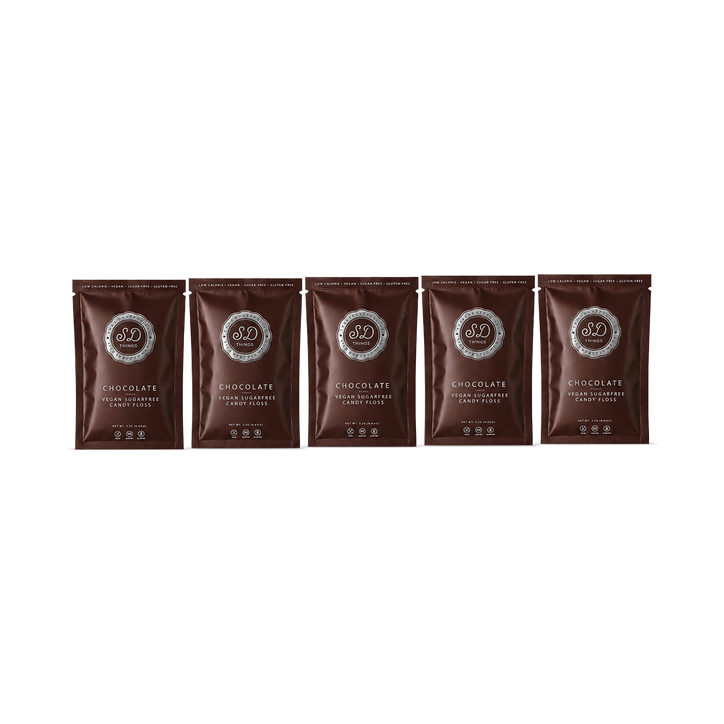 SweetDoughThings Vegan Friendly Sugar Free Candy Floss Chocolate Flavour 12gx 5 packs