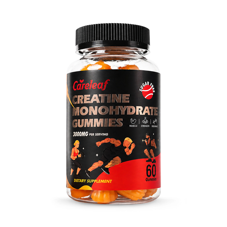 Careleaf Sugar-Free 3000mg Creatine Monohydrate Gummies Orange+Lemon Flavor 60 Gummies