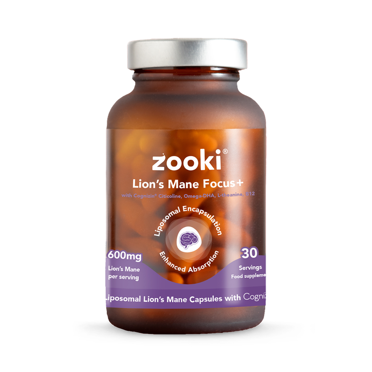 Zooki Liposomal Lions Mane Mushroom 600mg Capsules - 30 Day Supply