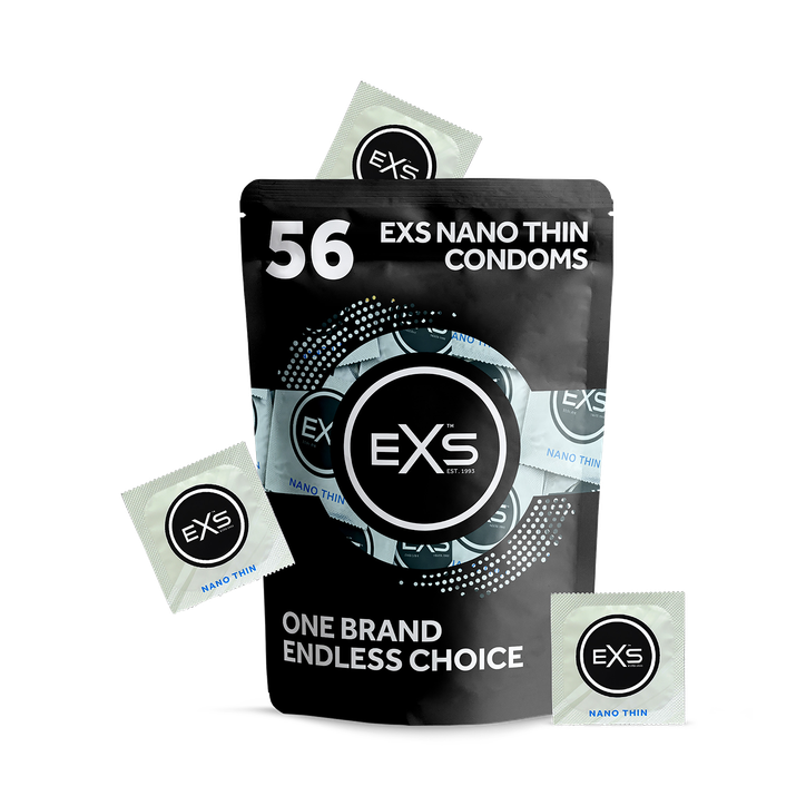 EXS Nano Thin Condoms Lightweight Vegan Latex 56 Pack