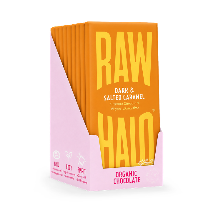 Dark & Salted Caramel Organic Vegan Chocolate Bars 10x70g