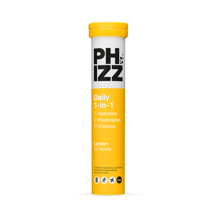 Phizz Daily 3in1 Hydration Electrolytes and Vitamins Effervescent Lemon 20 Tablets