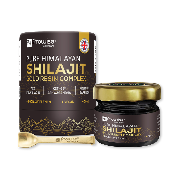 Pure Himalayan Shilajit Gold Resin 30g | 100% Pure, Natural & Ayurvedic | Rich in Fulvic (75%), Humic Acid & 85+ Trace Minerals – 3rd Party Lab Tested | Added KSM-66 Ashwagandha and Saffron