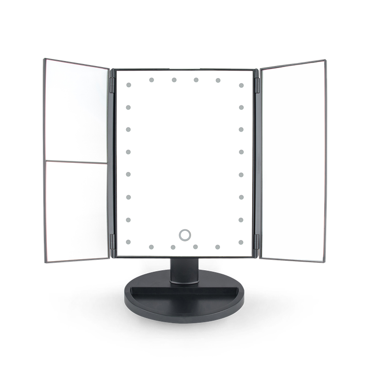 Rio 24 LED Touch Dimmable 3 Way Makeup Mirror with 2 & 3X Magnification - black