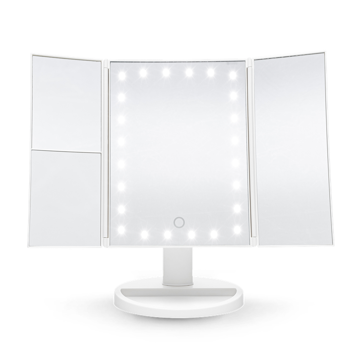 Rio 24 LED Touch Dimmable 3 Way Makeup Mirror with 2 & 3X Magnification - white