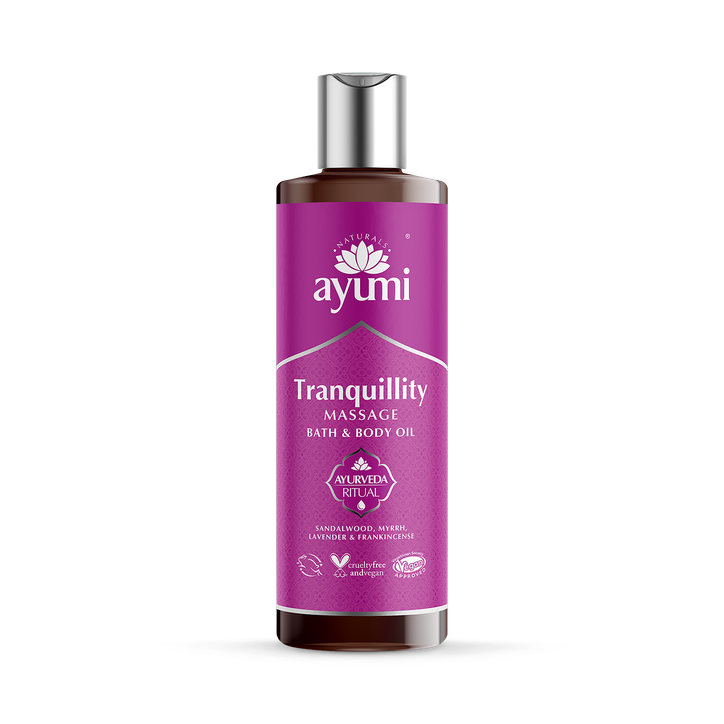 Ayumi Tranquility Massage Bath & Body Oil, Lavender, Frankincense & Sandalwood Aromatherapy Massage Oil 250ml