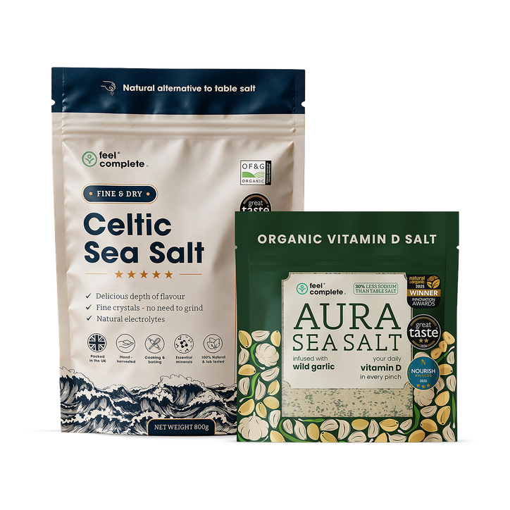 Feel Complete Celtic Sea Salt 800g (+ Organic Wild Garlic Aura Sea Salt) Bundle Offer