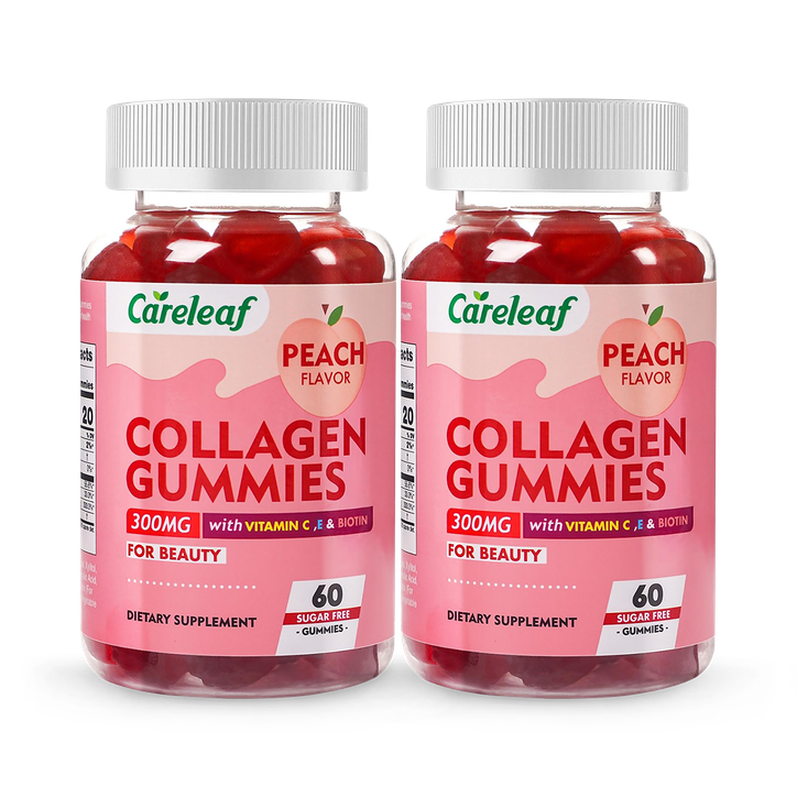 Careleaf Sugar-Free Collagen Gummies Peach Flavour 2 x 60 Gummies