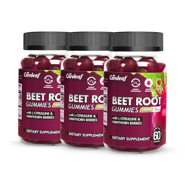 Careleaf Sugar-Free Beetroot Gummies Peach Flavour 3 x 60 Gummies