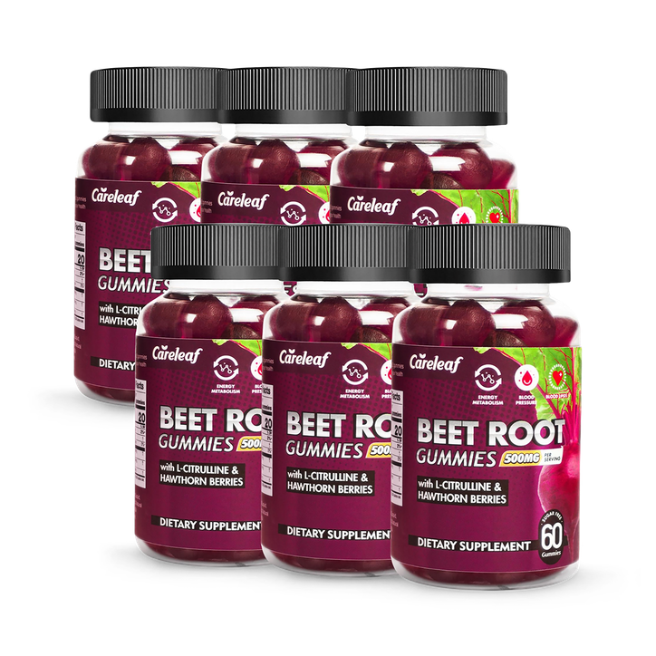 Careleaf Sugar-Free Beetroot Gummies Peach Flavour 6 x 60 Gummies