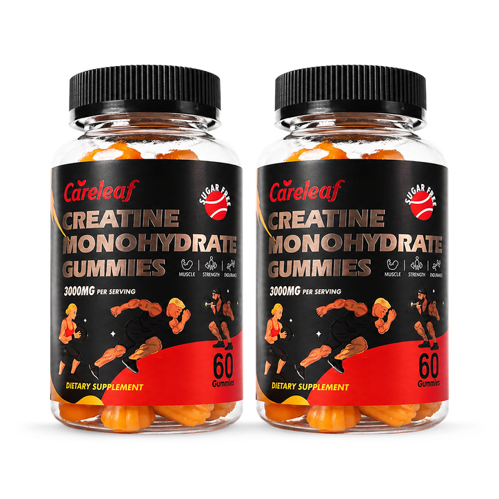 Careleaf Sugar-Free 3000mg Creatine Monohydrate Gummies Orange+Lemon Flavor 2 x 60 Gummies
